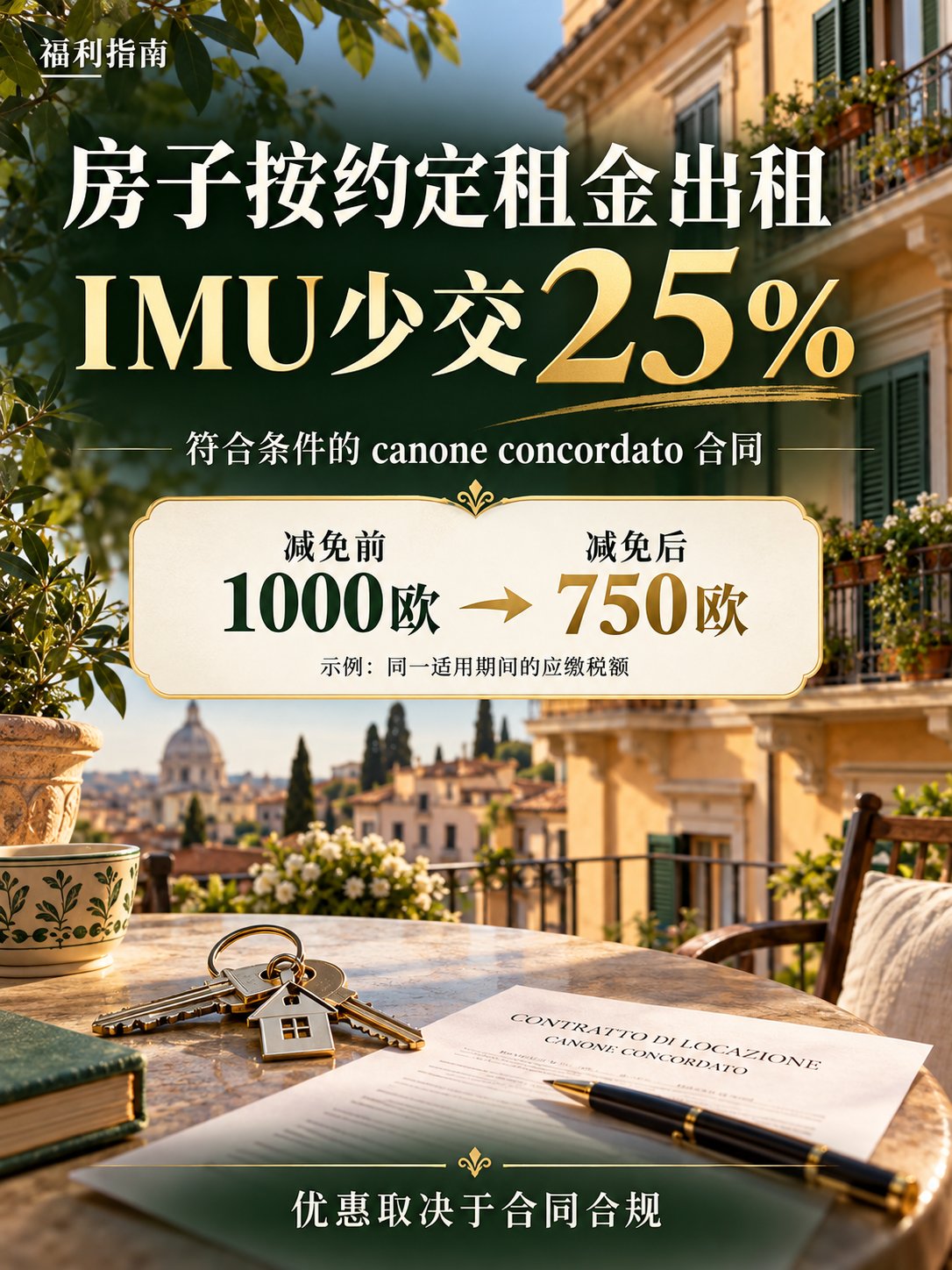 房子按“约定租金”出租，IMU可以少交25%！