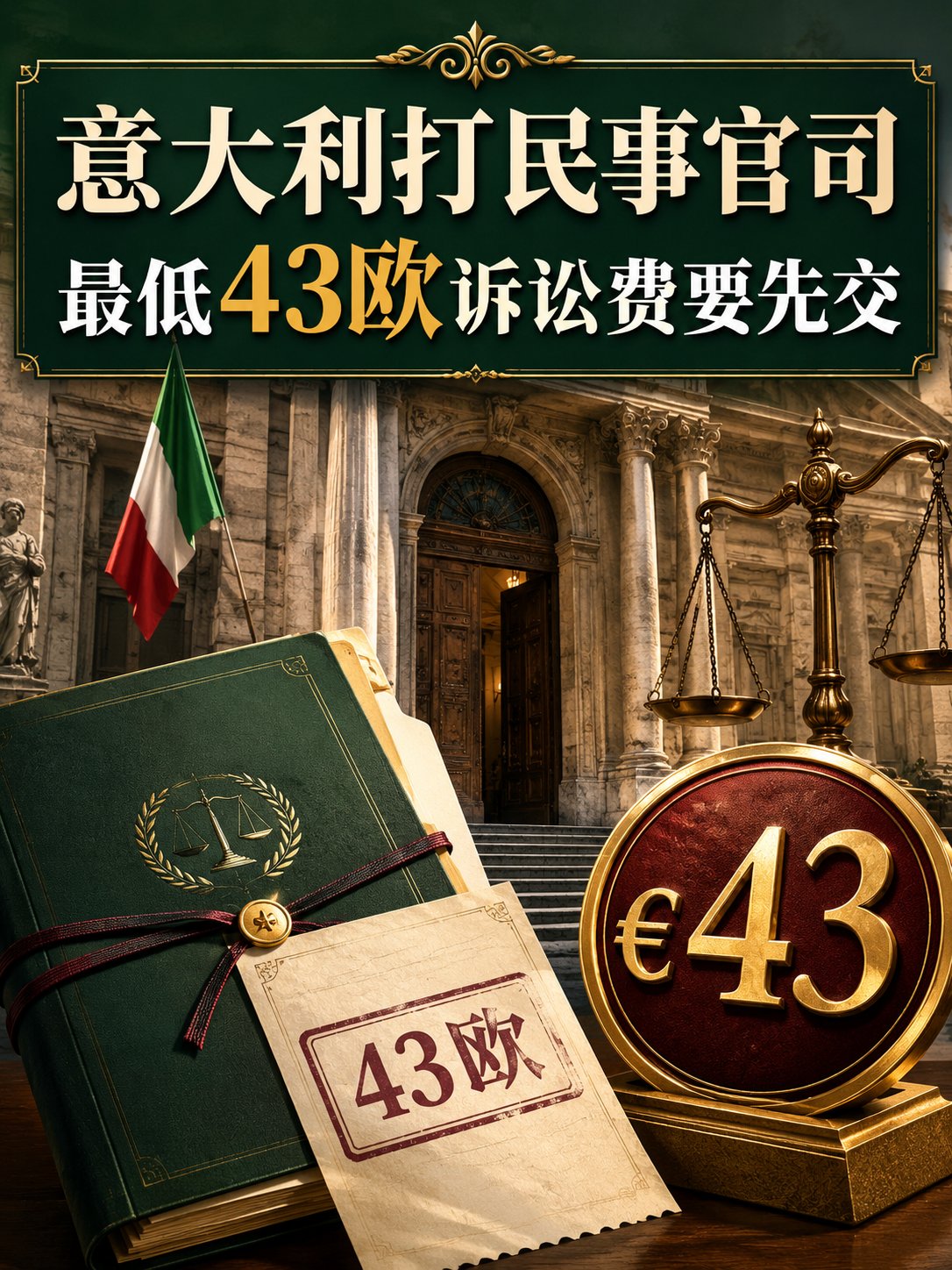 在意大利打民事官司，最低43欧诉讼费原则上要先交