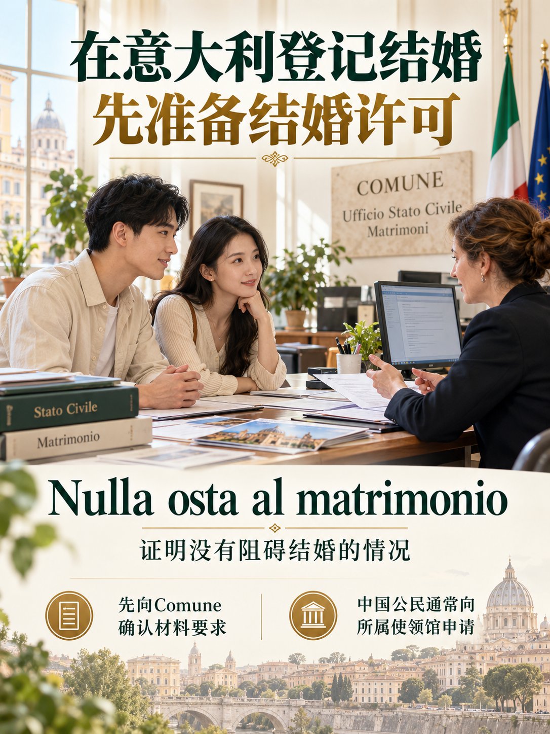 中国人在意大利登记结婚，先准备好“结婚许可”