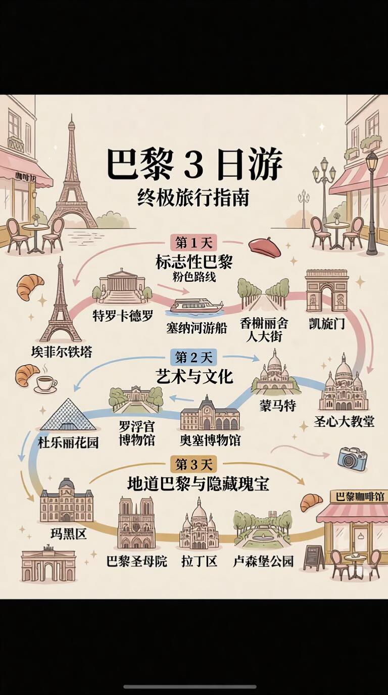 巴黎3日游指南｜只在巴黎玩3天，直接抄J人的作业