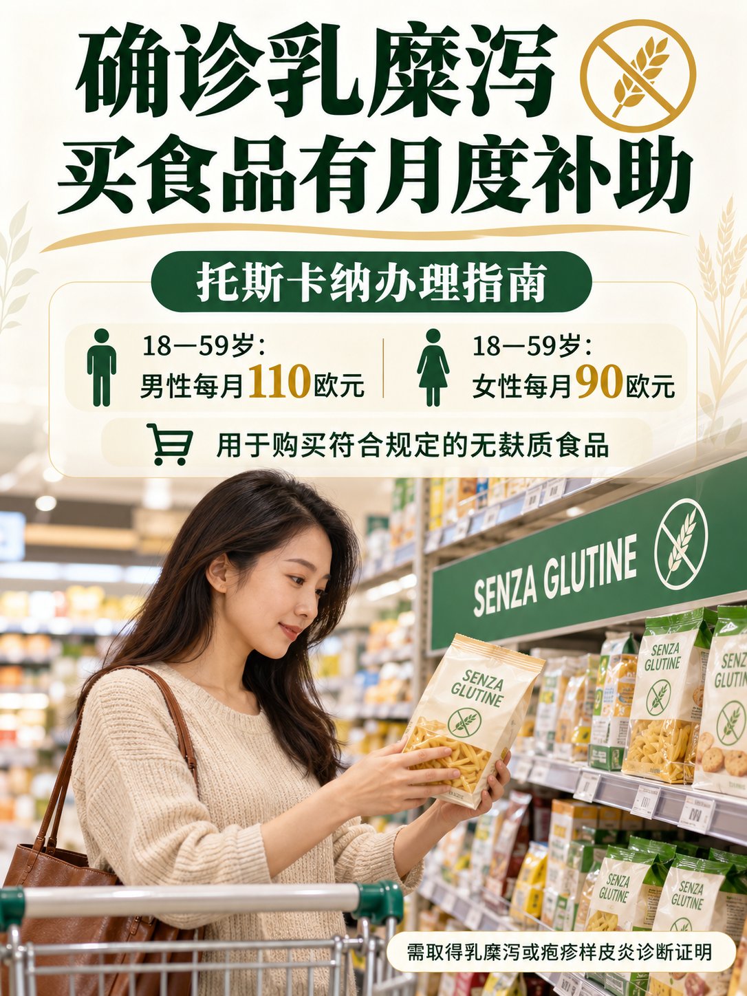 确诊乳糜泻，买无麸质食品有月度补助