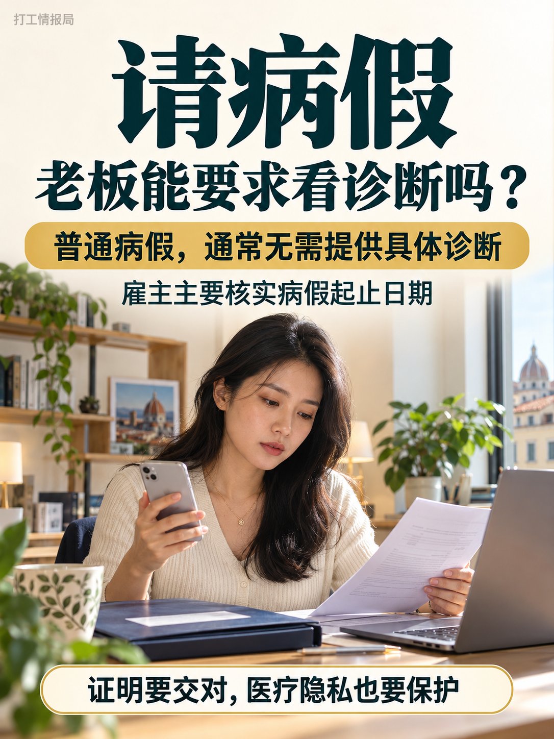 请病假，老板能要求你把诊断结果也交出来吗？