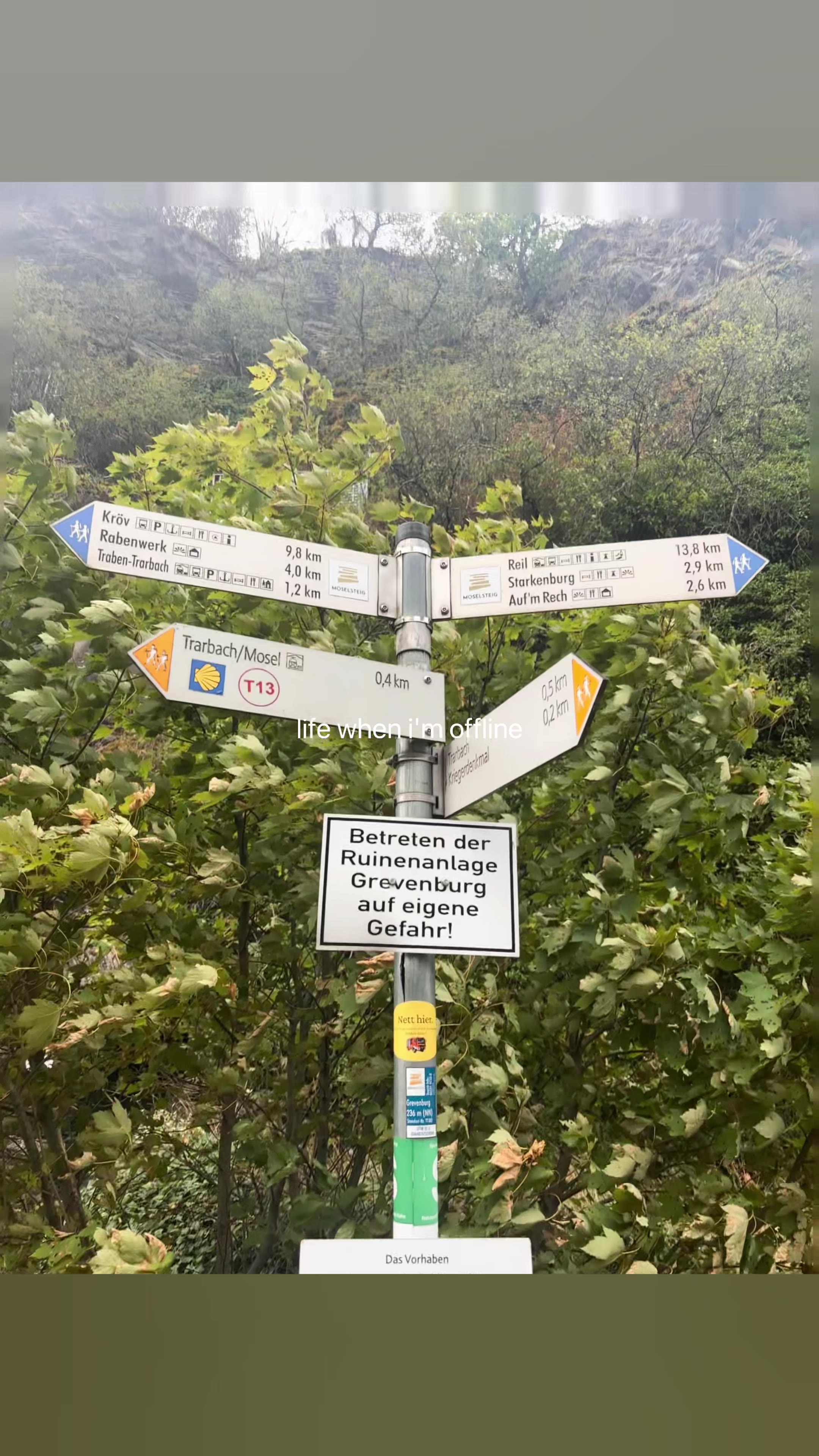 沿着摩泽尔河谷一路穿过葡萄园、森林和安静的小镇，遇到了奇奇怪怪的路牌、可爱的小装饰，还有很多可以停下来休息、遮风挡雨的庇护所。它们就这样安静地留在路边，等着一个个素不相识的徒步者经过。