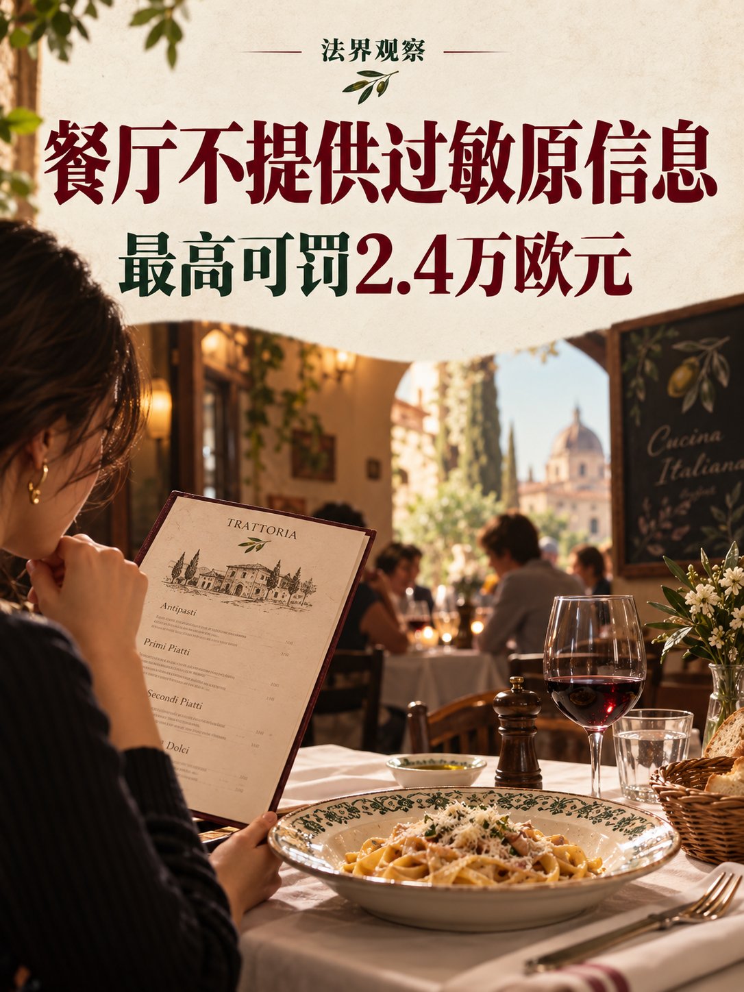 餐厅不提供过敏原信息，最高可罚2.4万欧元