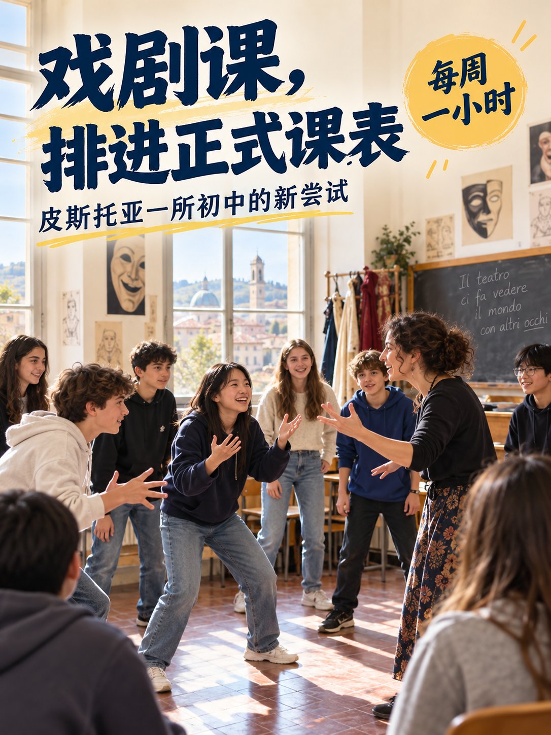 皮斯托亚一所初中，把戏剧课排进了正式课表