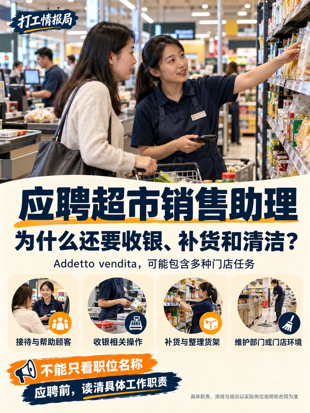 应聘超市销售助理，为什么还要收银、补货和清洁？