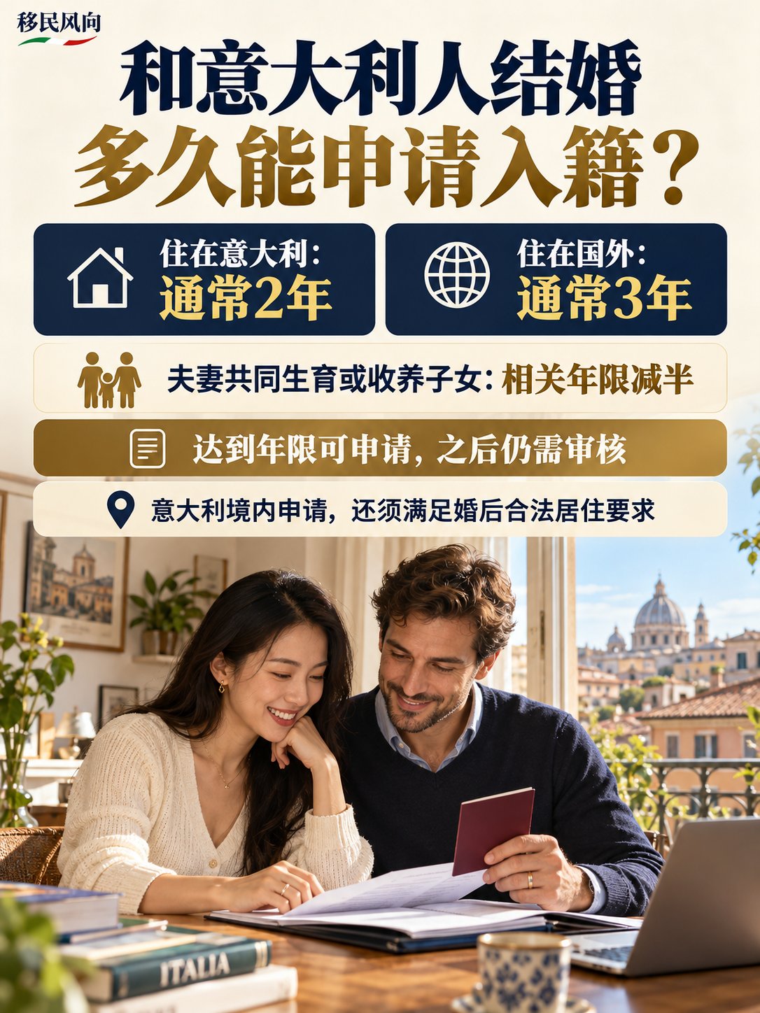 和意大利人结婚多久，才能申请入籍？