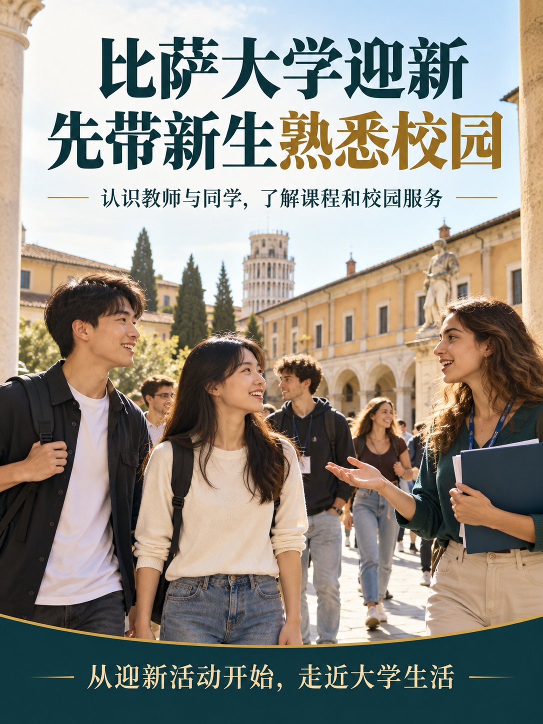 比萨大学迎新，先带新生熟悉校园