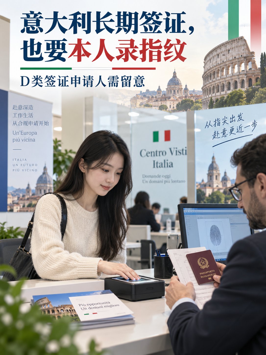 意大利长期签证，也要本人录指纹