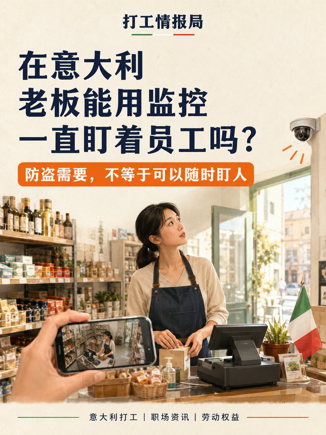 在意大利，老板能用监控一直盯着员工吗？