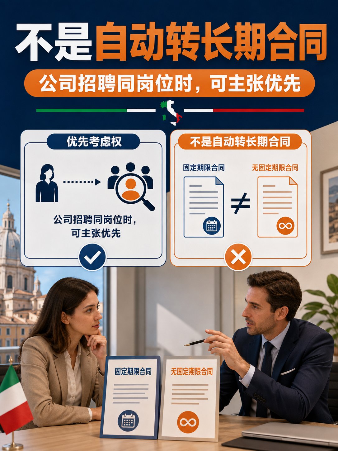 意大利临时合同工作满6个月，老板再招长期工时，你可能有优先权