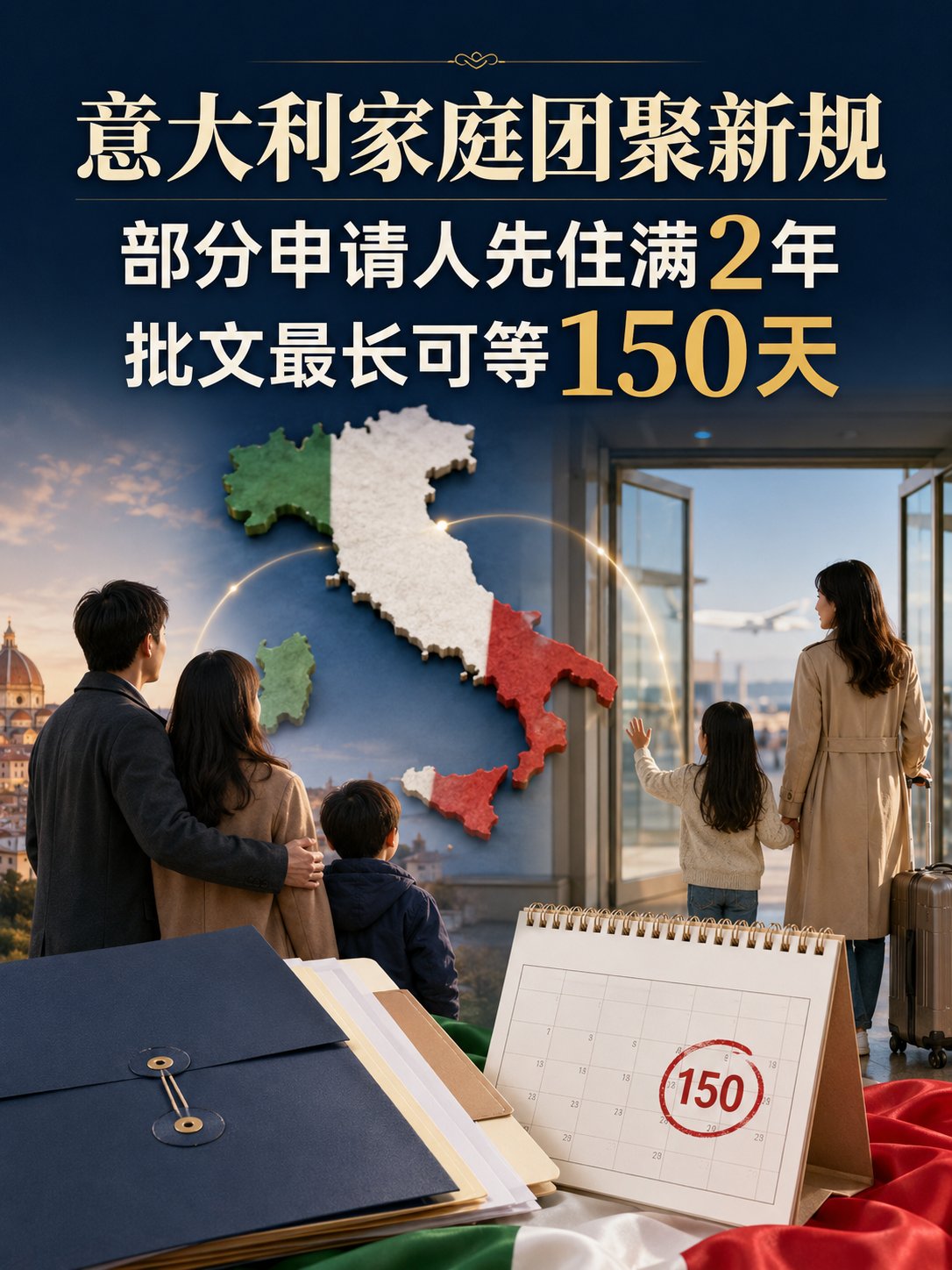 意大利家庭团聚更难了？申请前要住满2年，审批最长可等150天