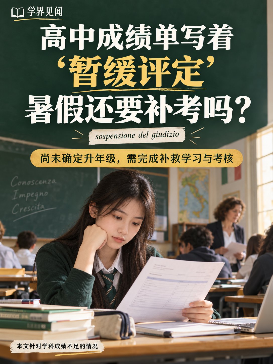 高中成绩单写着“暂缓评定”，暑假还要补考吗？