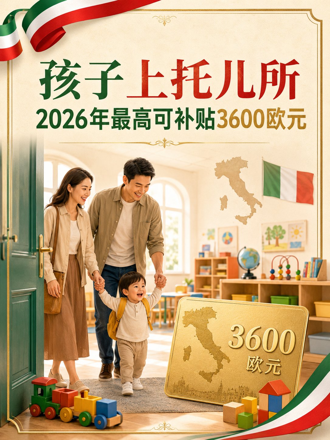 孩子上托儿所，2026年最高可补贴3600欧元