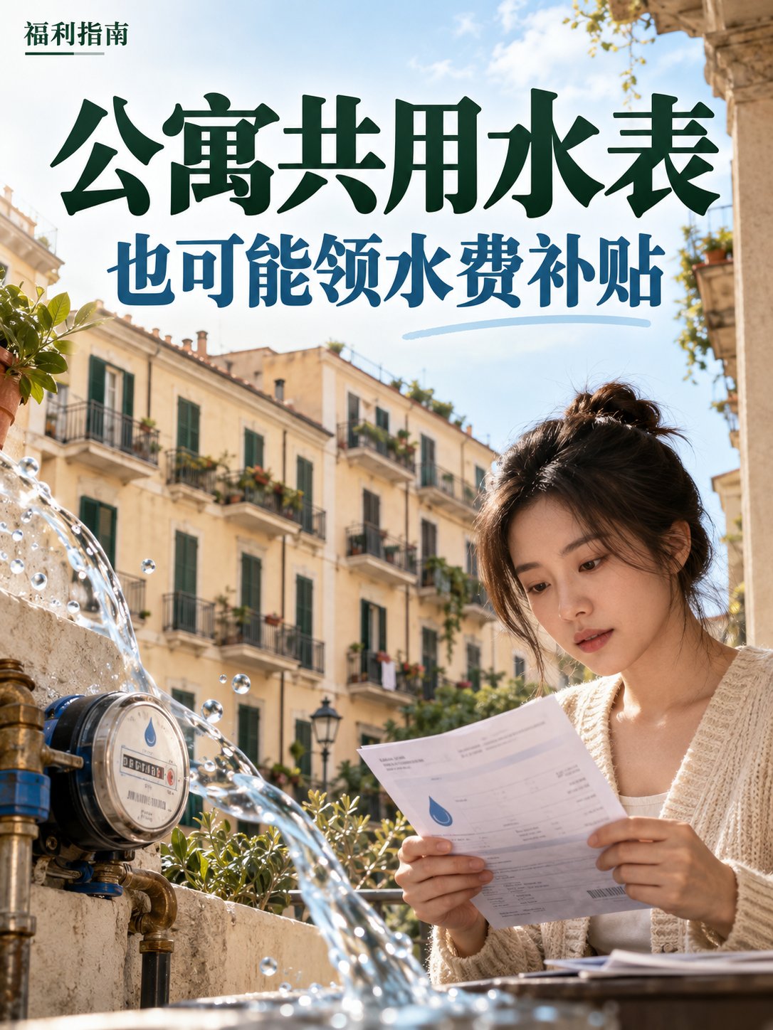 住公寓没收到水费账单，也能领水费补贴吗？