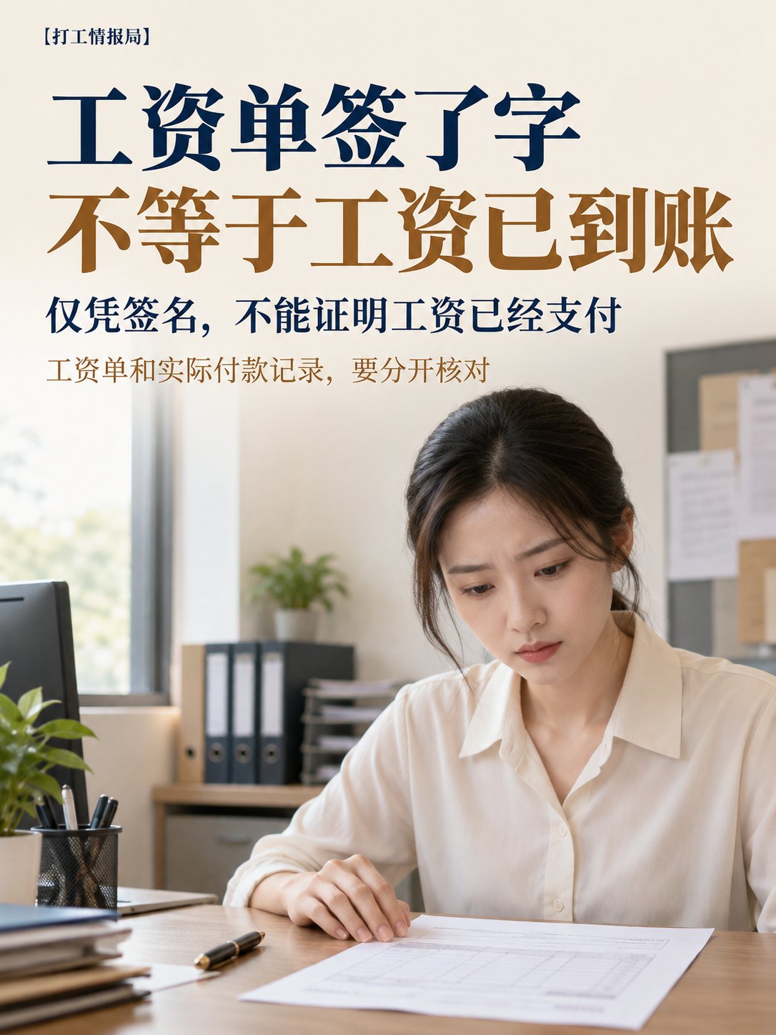 工资单签了字，不等于工资已到账