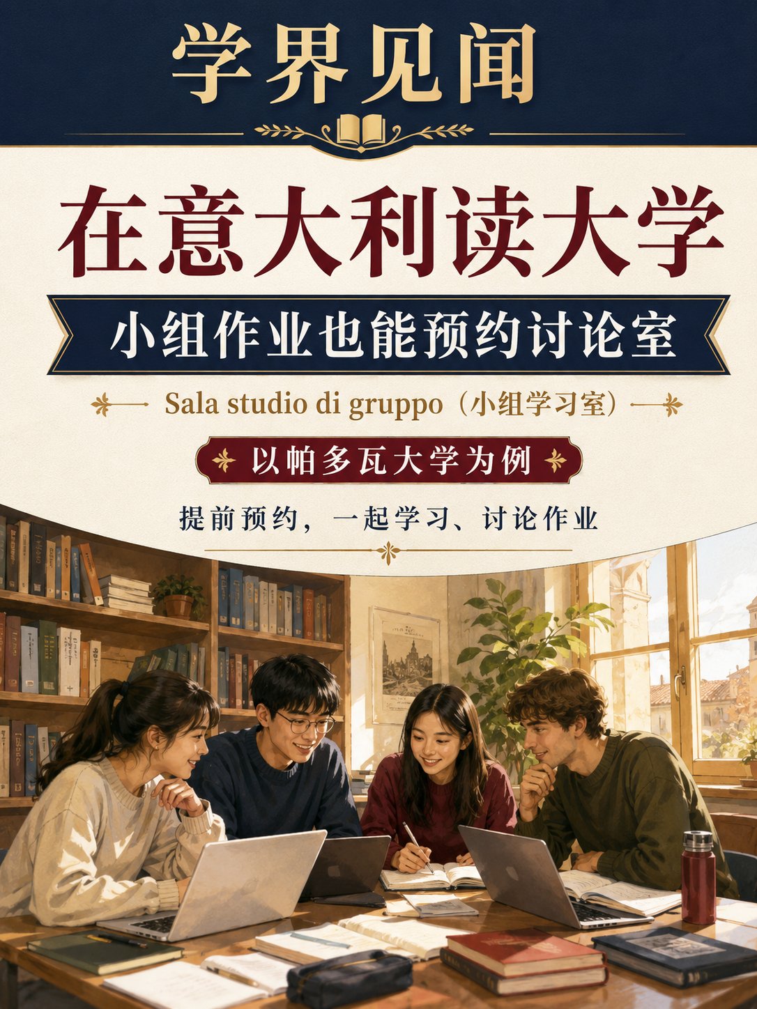 在意大利读大学，小组作业还能预约专门的讨论室