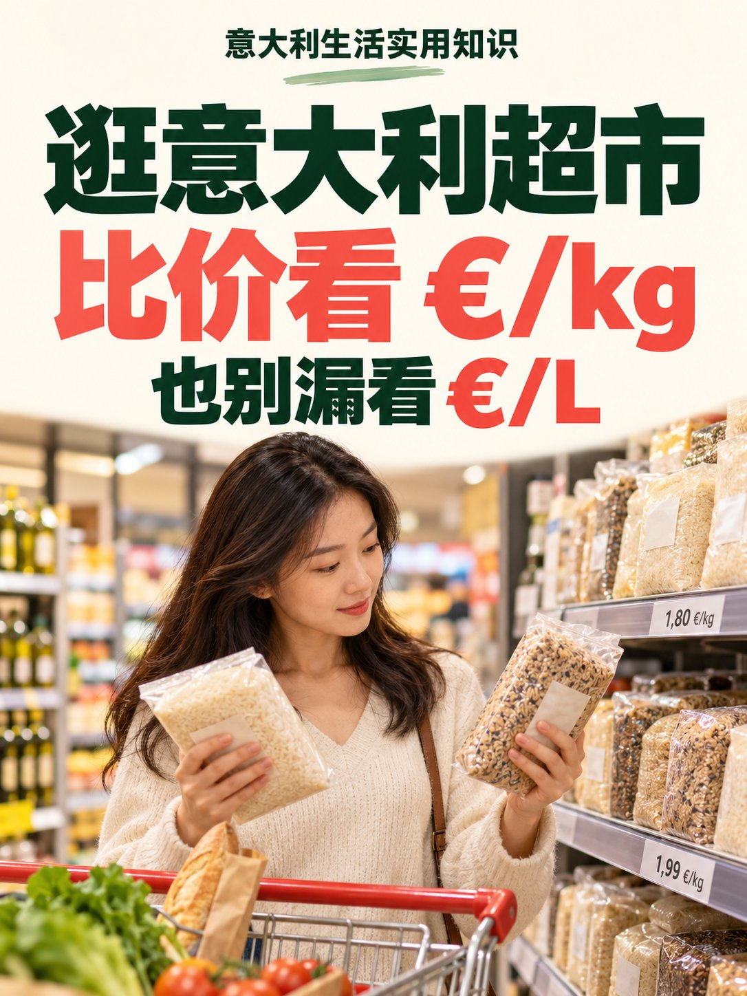 意大利超市比价，别只看大号价格，旁边的小字更有用🛒
