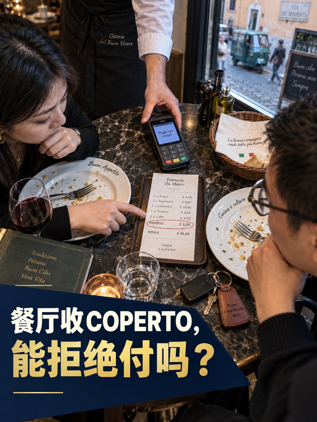 账单多出几欧coperto，可以拒绝付吗？