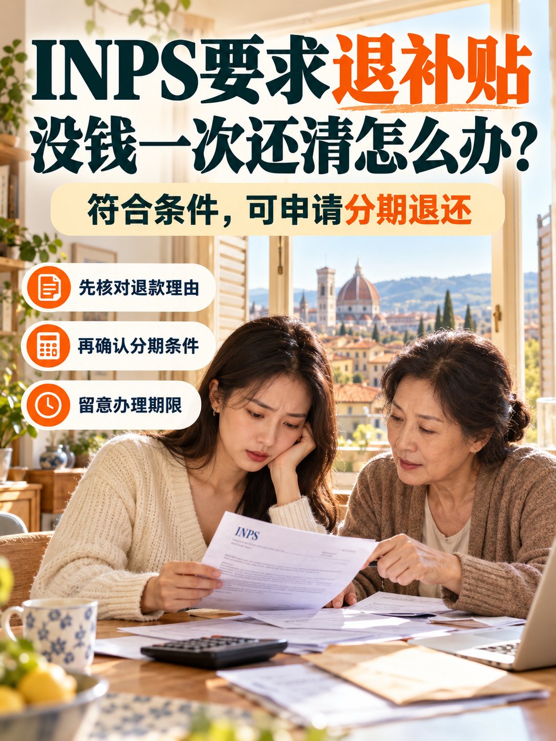 INPS通知退补贴，没钱一次还清怎么办？