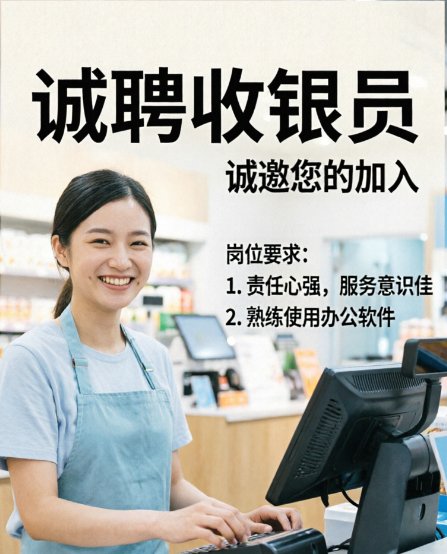 【小巴黎】19区中国超市招收银员