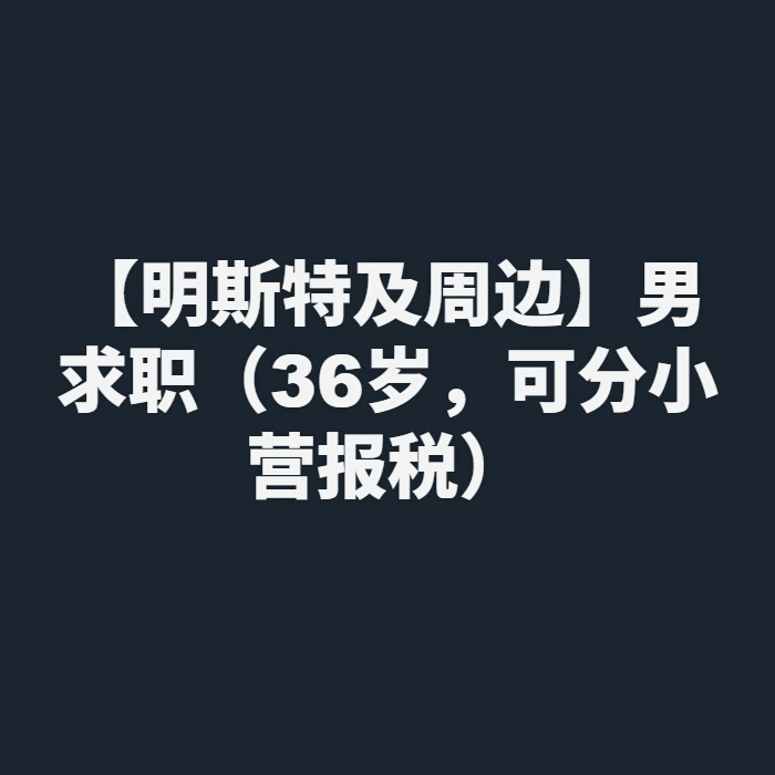 【明斯特及周边】男求职（36岁，可分小营报税）