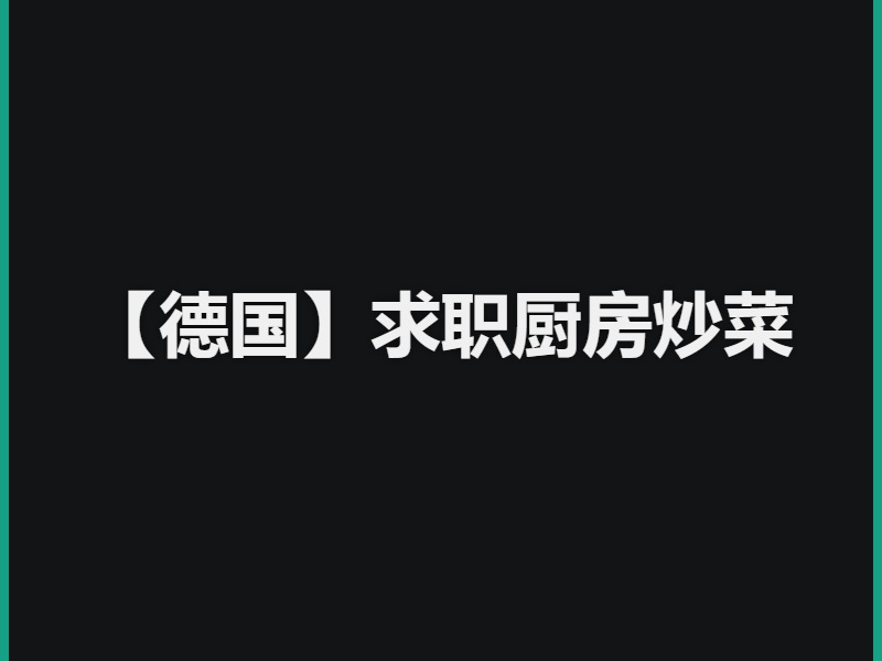 【德国】求职厨房炒菜