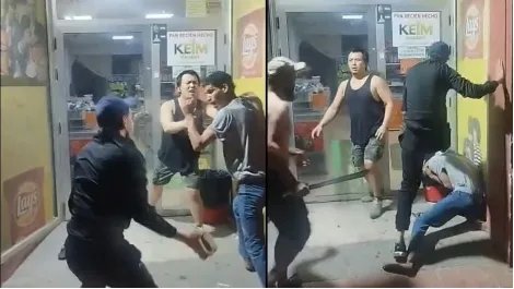 几名摩洛哥人在华人百元店大打出手，长刀棍棒砖头玻璃瓶横飞